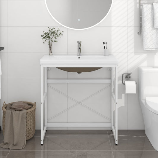 Washbasin Frame With Basin | White | Powder-coated iron, ceramic | Medium