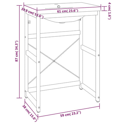 Bathroom Washbasin Frame with Built-in Basin Black Iron