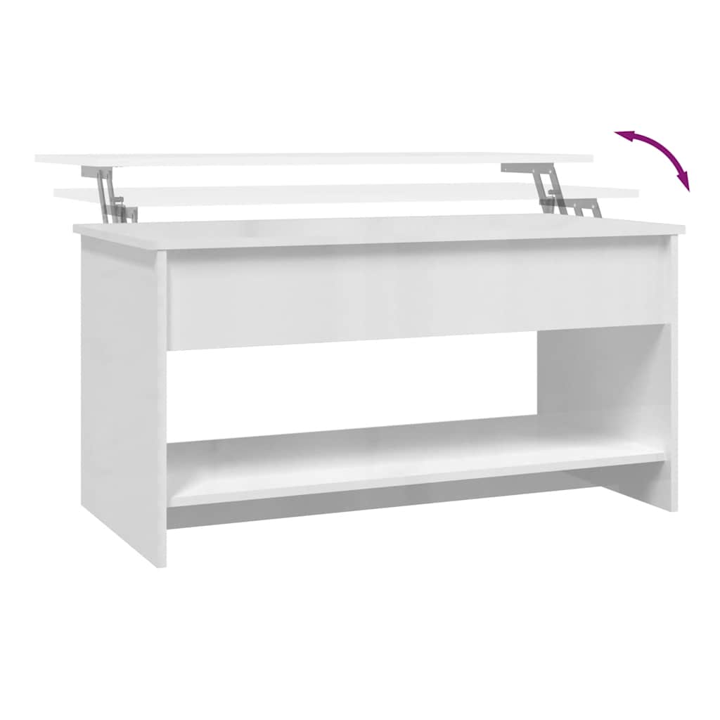 809653 vidaXL Coffee Table High Gloss White 102x50x52,5 cm Engineered Wood