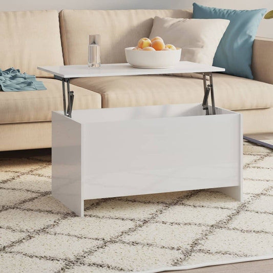 Coffee Table | High gloss white | Engineered wood | 102x55.5x52.5 cm