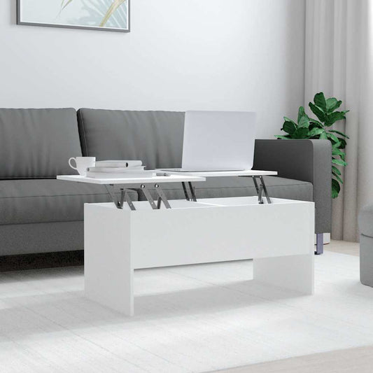 Coffee Table | White | Engineered Wood | Medium | Height-Adjustable
