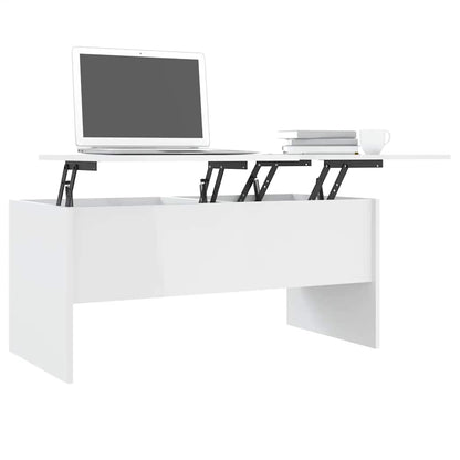 Coffee Table High Gloss White 102x50,5x46,5 cm Engineered Wood