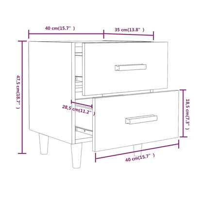 Bed Cabinets 2 pcs White 40x35x47.5 cm