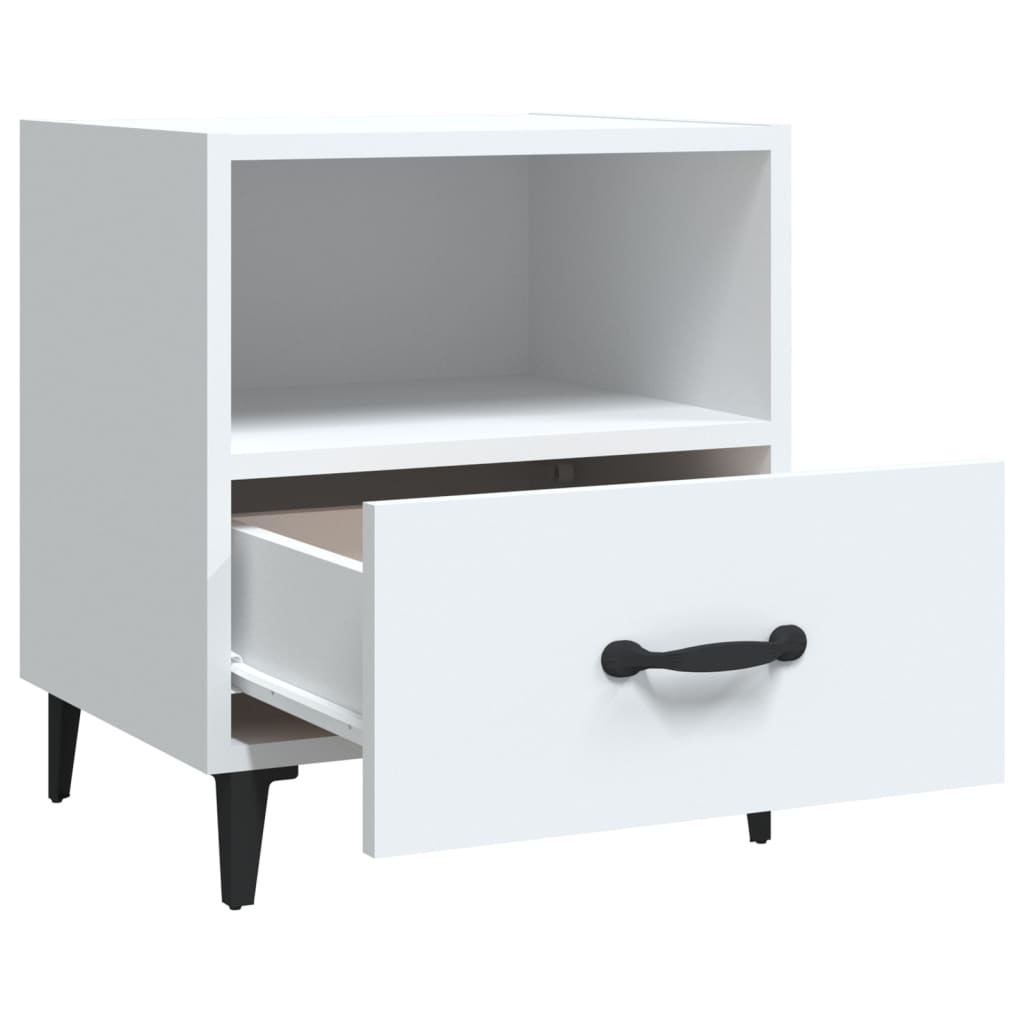 Bedside Cabinet White Engineered Wood