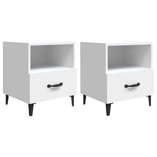 Bedside Cabinet | Set of 2 | White | Engineered wood | Standard