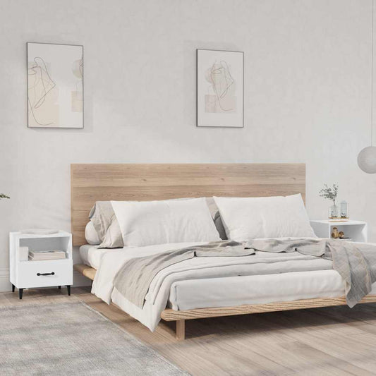 Bedside Cabinet | Set of 2 | White | Engineered wood | Standard