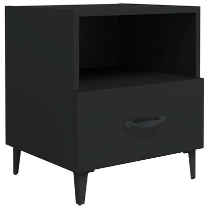 Bedside Cabinet Black Engineered Wood