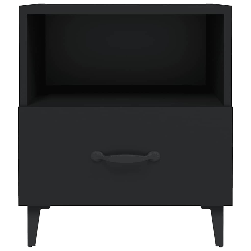Bedside Cabinet Black Engineered Wood