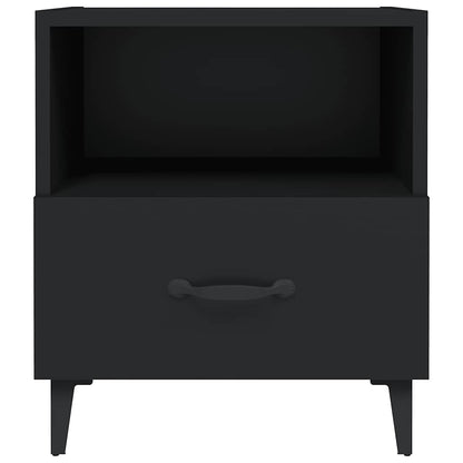 Bedside Cabinet Black Engineered Wood