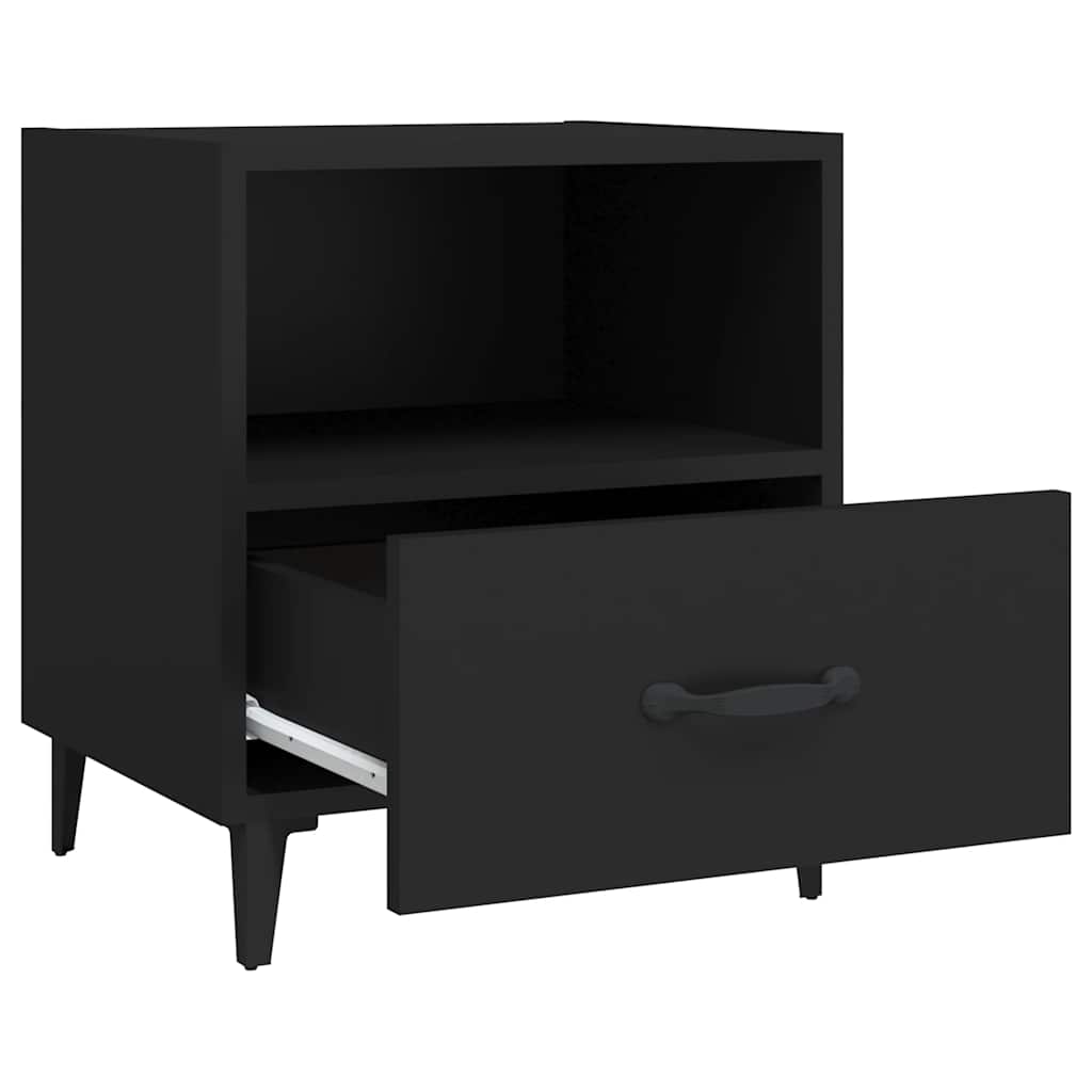 Bedside Cabinet Black Engineered Wood