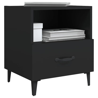 Bedside Cabinet Black Engineered Wood