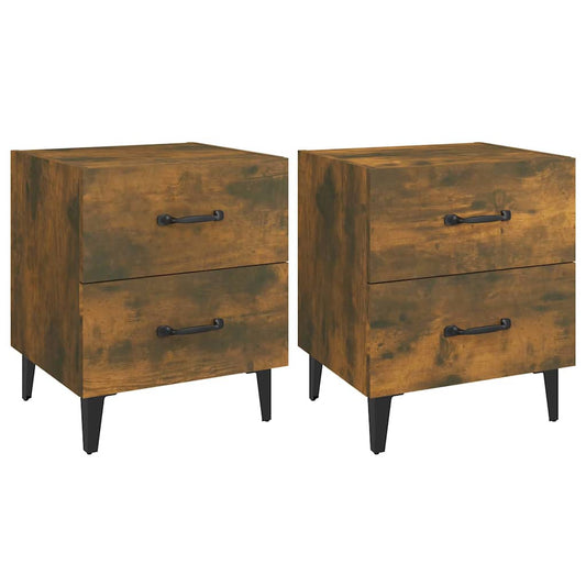 Bedside Cabinet | Set of 2 | Smoked oak | Engineered wood, metal | Medium