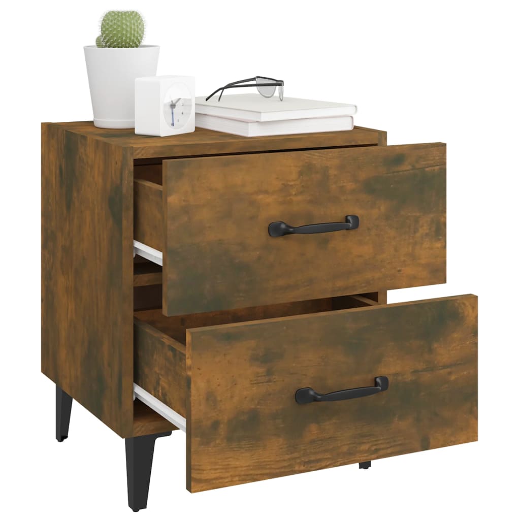 Bedside Cabinets 2 pcs Smoked Oak 40x35x47.5 cm