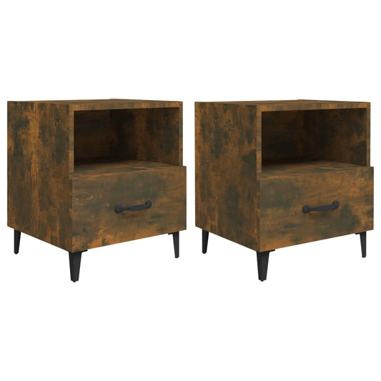 Bedside Cabinet | Set of 2 | Smoked Oak | Engineered wood, Metal