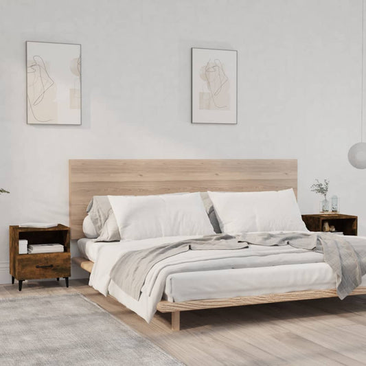 Bedside Cabinet | Set of 2 | Smoked Oak | Engineered wood, Metal