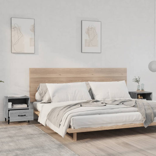 Bedside Cabinet | Set of 2 | Grey sonoma | Engineered wood, metal