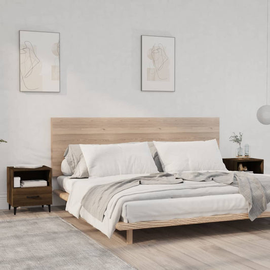 Bedside Cabinet | Set of 2 | Brown Oak | Engineered wood, Metal
