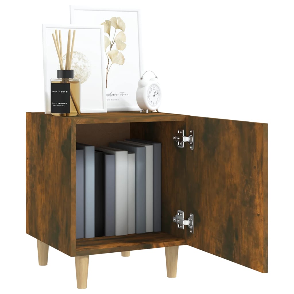 Bedside Cabinet Smoked Oak Engineered Wood