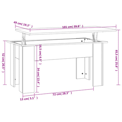Coffee Table Grey Sonoma 101x49x52 cm Engineered Wood
