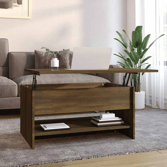 Coffee Table | Brown Oak | Engineered Wood | Standard | Height Adjustable