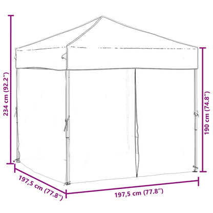 Folding Party Tent with Sidewalls Black 2x2 m