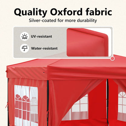Folding Party Tent with Sidewalls Red 3x3 m