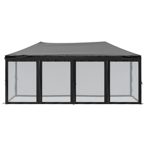 Folding Party Tent with Sidewalls Black 3x6 m