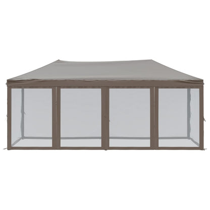 Folding Party Tent with Sidewalls Taupe 3x6 m