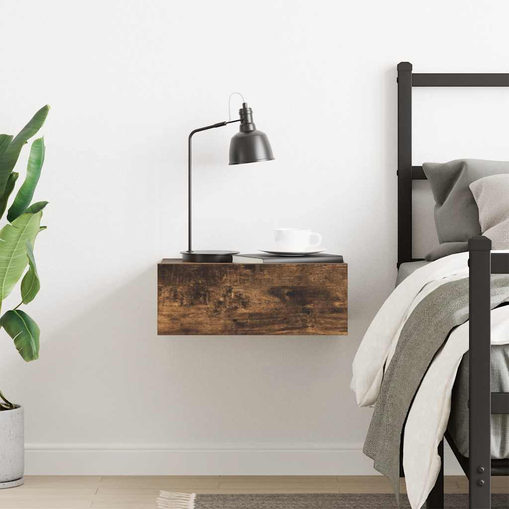 Floating Nightstand Smoked Oak 40x30x15 cm Engineered Wood