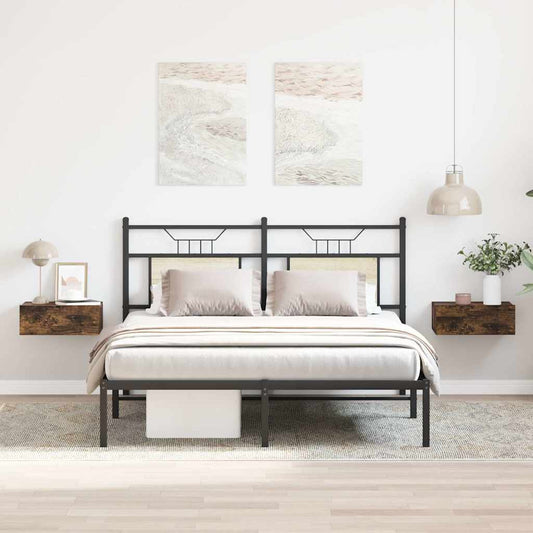 Floating Nightstands 2 pcs Smoked Oak 40x30x15cm Engineered Wood