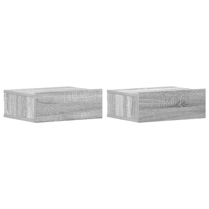 815285 vidaXL Floating Nightstands 2pcs Grey Sonoma 40x30x15cm Engineered Wood