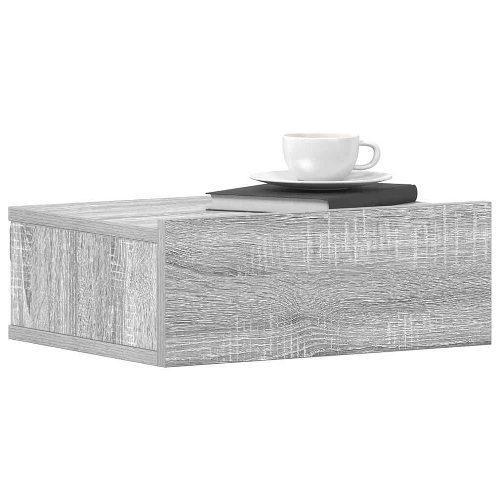 815285 vidaXL Floating Nightstands 2pcs Grey Sonoma 40x30x15cm Engineered Wood