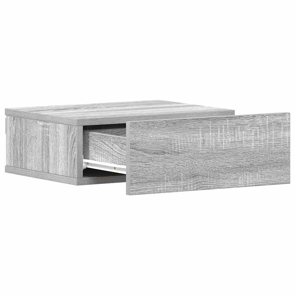 815285 vidaXL Floating Nightstands 2pcs Grey Sonoma 40x30x15cm Engineered Wood