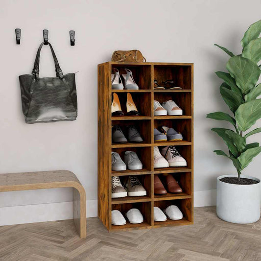 Shoe Rack Smoked Oak 54x34x100.5 cm Engineered Wood