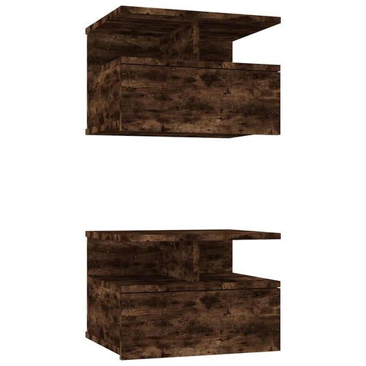 Floating Nightstand 2 pcs Smoked Oak 40x31x27 cm Engineered Wood