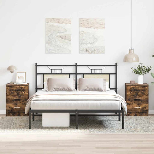 Bedside Cabinets 2 pcs Smoked Oak 38x35x56 cm Engineered Wood