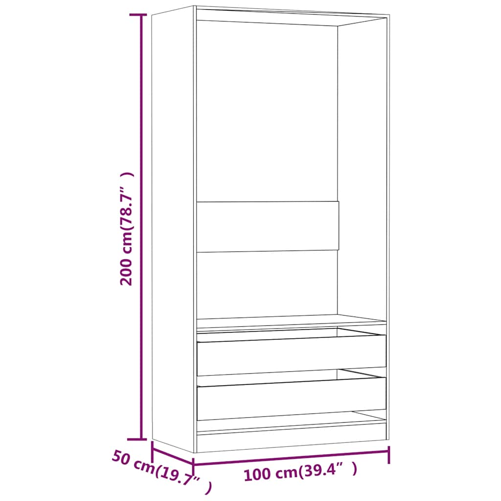 Wardrobe Smoked Oak 100x50x200 cm Engineered Wood