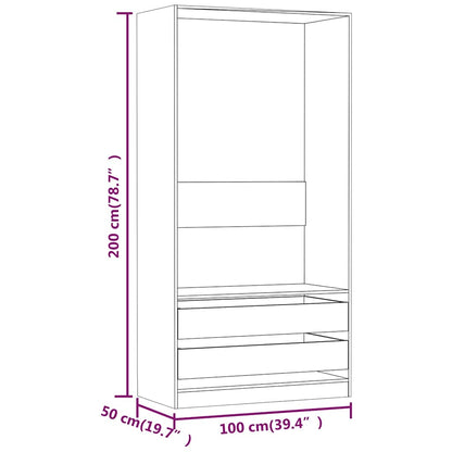 Wardrobe Smoked Oak 100x50x200 cm Engineered Wood