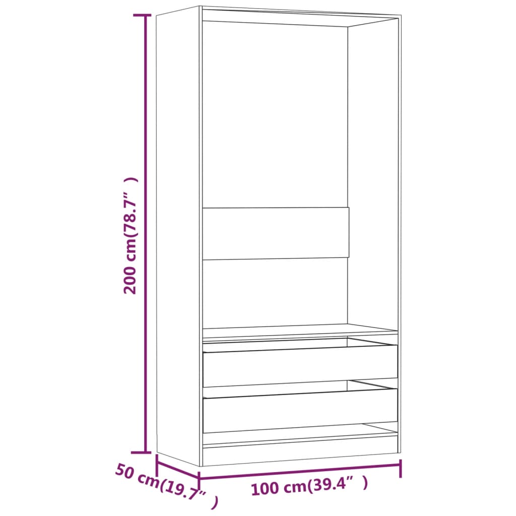 Wardrobe Brown Oak 100x50x200 cm Engineered Wood