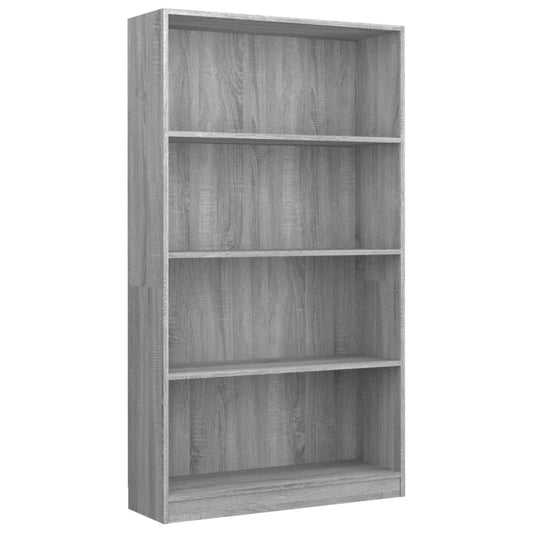 4-Tier Book Cabinet Grey Sonoma 80x24x142 cm Engineered Wood
