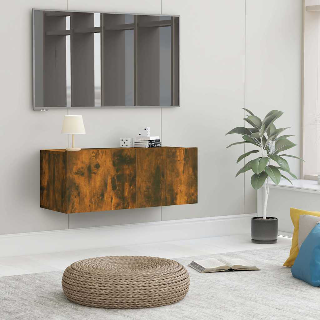 TV Cabinet Smoked Oak 80x30x30 cm Engineered Wood