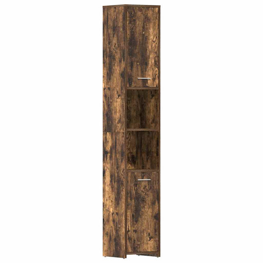 Bathroom Cabinet Smoked Oak 30x30x183.5 cm Engineered Wood