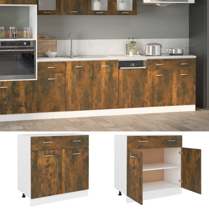 Drawer Bottom Cabinet Lyon Smoked Oak 80x46x81.5 cm Engineered Wood