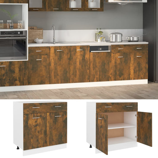 Drawer Bottom Cabinet Lyon Smoked Oak 80x46x81.5 cm Engineered Wood