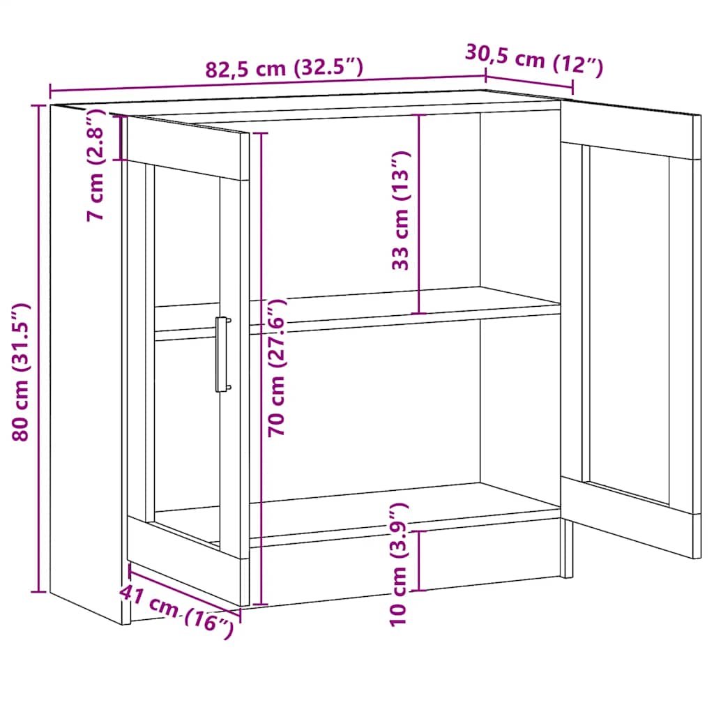 Vitrine Cabinet Grey Sonoma 82,5x30,5x80 cm Engineered Wood