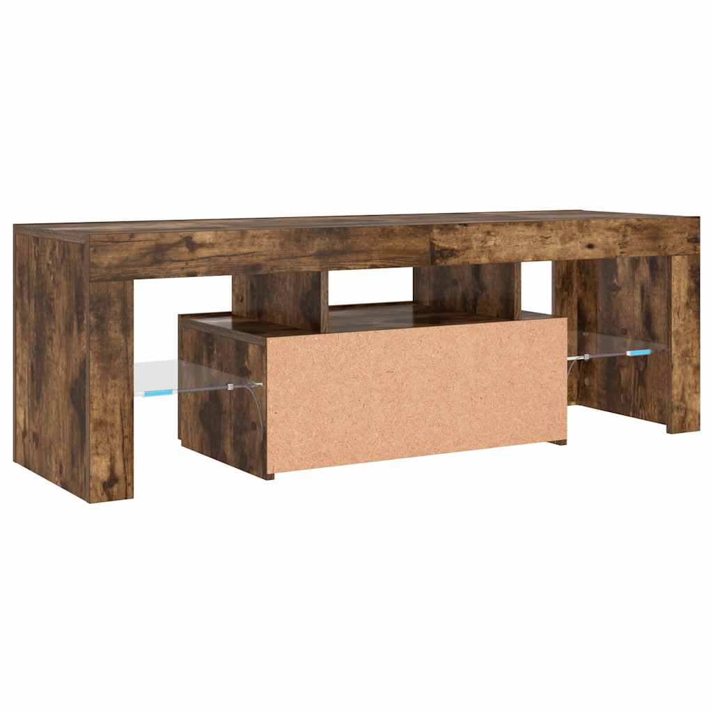 TV Cabinet with LED Lights Smoked Oak 120x35x40 cm