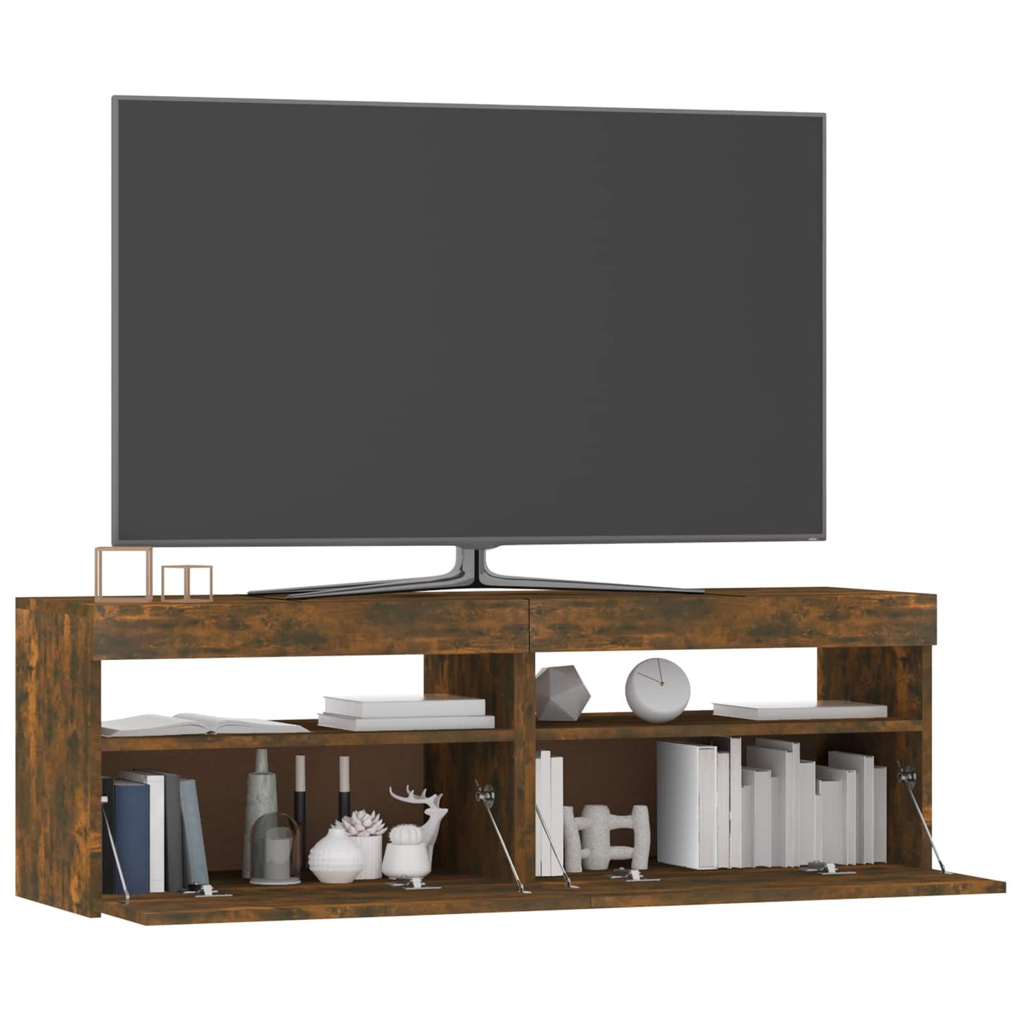 TV Cabinet with LED Lights Smoked Oak 120x35x40 cm