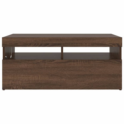 TV Cabinet with LED Lights Brown Oak 90x35x40 cm