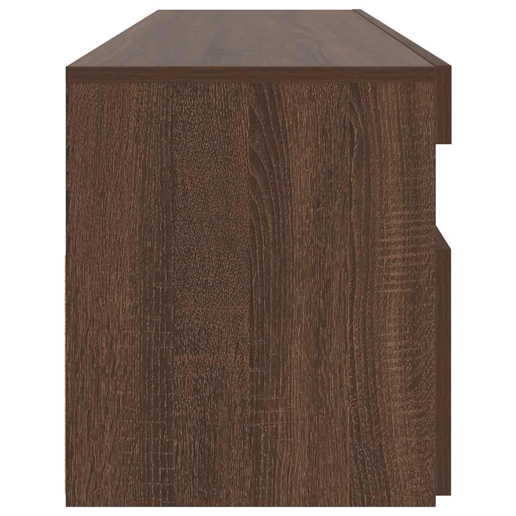 TV Cabinet with LED Lights Brown Oak 90x35x40 cm