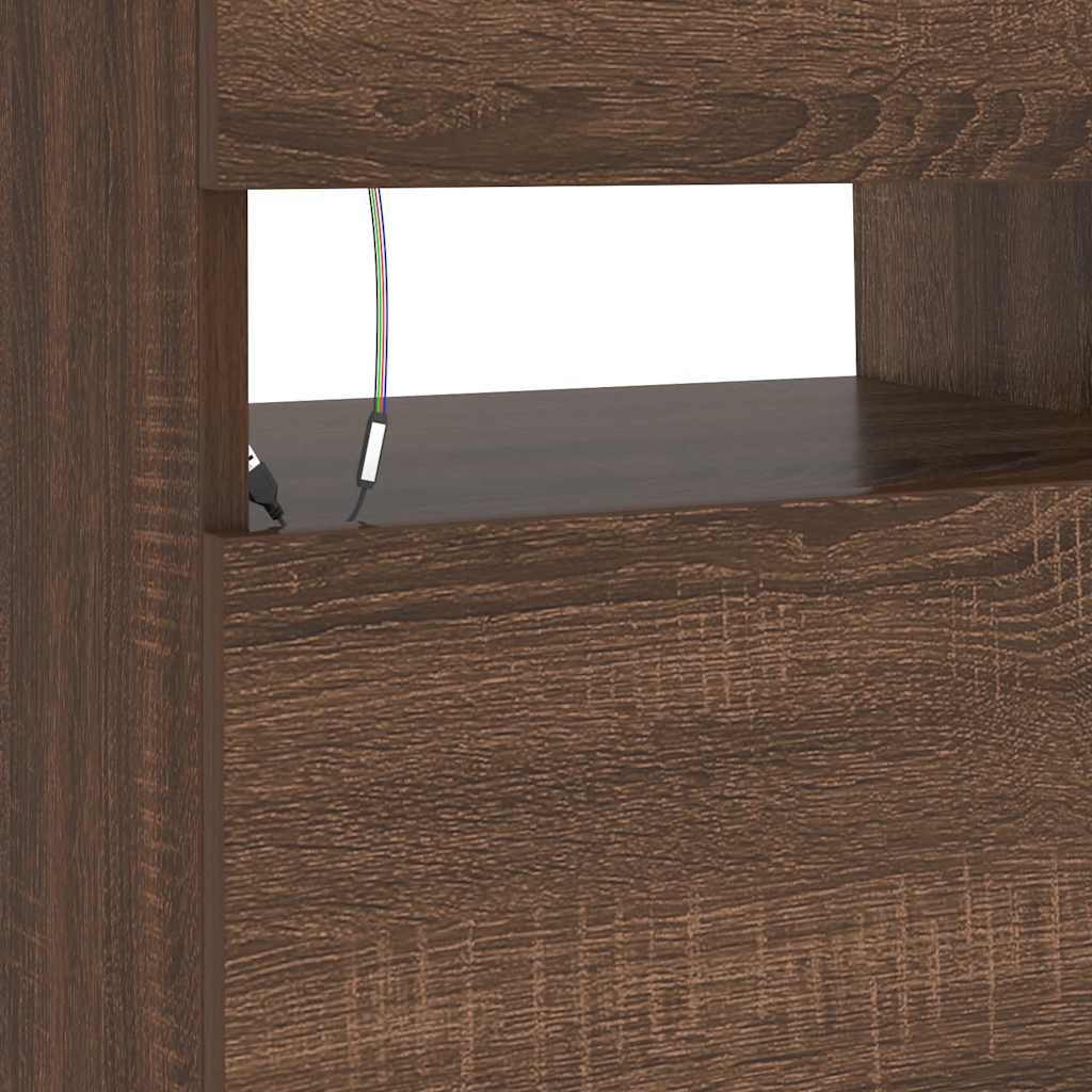 TV Cabinet with LED Lights Brown Oak 90x35x40 cm